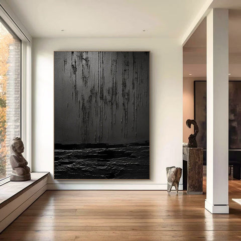 Black & White Abstract Painting #CXA 001 - Ins artcanvas