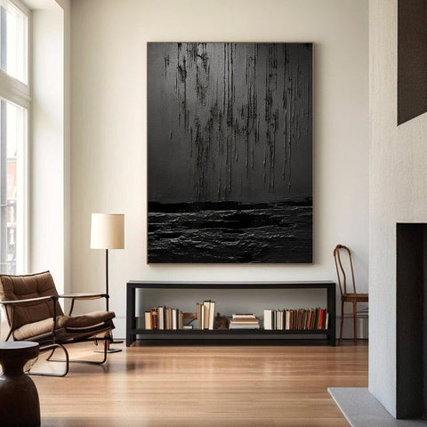 Black & White Abstract Painting #CXA 001 - Ins artcanvas