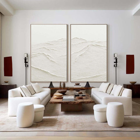 White Minimalist Abstract Painting SET OF 2 #AVG 024