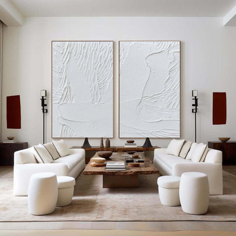 White Minimalist Abstract Painting SET OF 2 #AVG 020