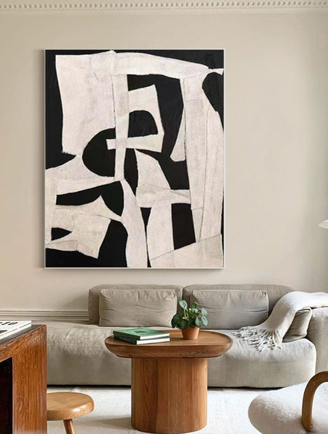 Black & White Abstract Painting #CXA 027