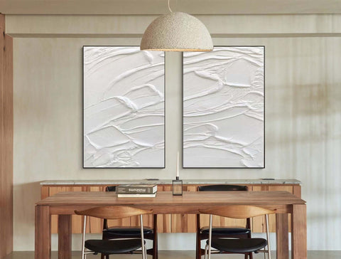 White Minimalist Abstract Painting SET OF 2 #AVG 021