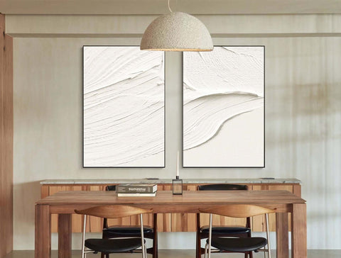 White Minimalist Abstract Painting SET OF 2 #AVG 023