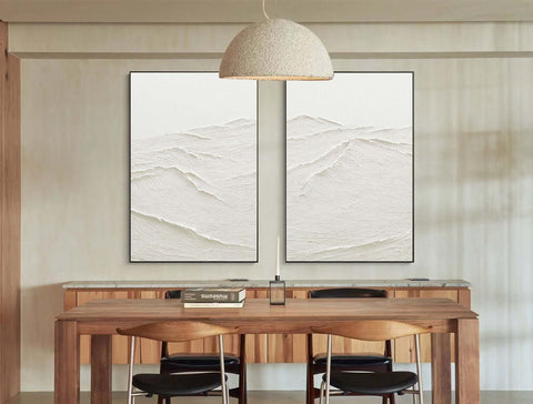 White Minimalist Abstract Painting SET OF 2 #AVG 024