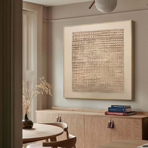 Modern Beige Grid Texture Wabi Sabi Wall Art #WS 016