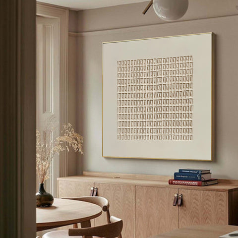 Modern Beige Grid Texture Wabi Sabi Wall Art #WS 012