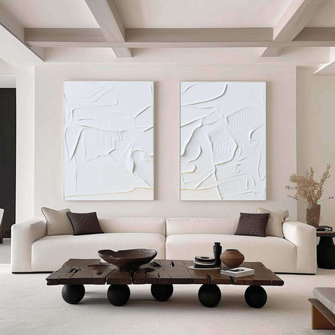 White Minimalist Painting Set Of 2 #WMS 003