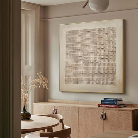 Modern Beige Grid Texture Wabi Sabi Wall Art #WS 015