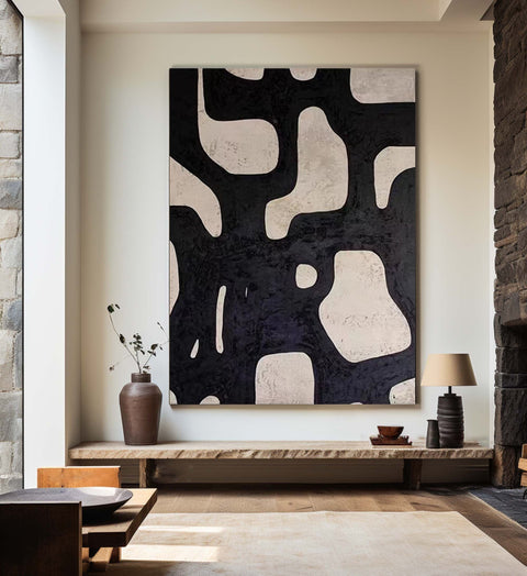 Black & White Abstract Painting #CXA 013 - Ins artcanvas