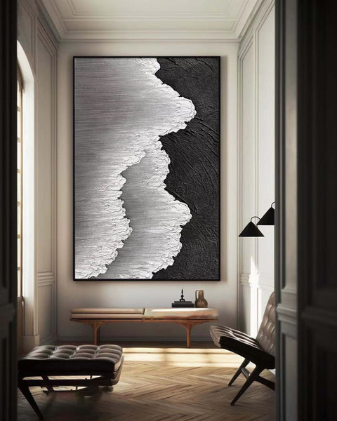 Black & White Abstract Painting #CXA 004 - Ins artcanvas