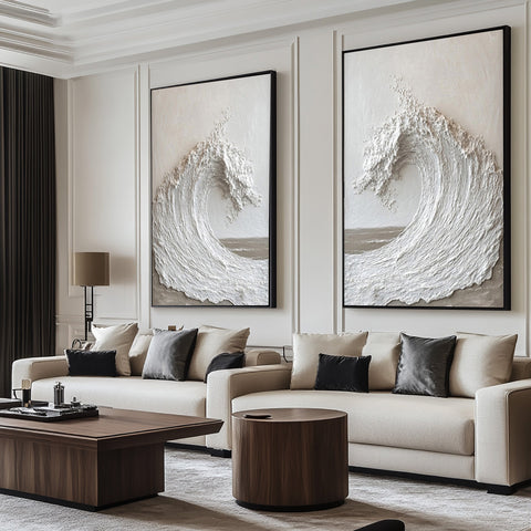 Abstract Ocean Wall Art - Textured Large Wall Art SET OF 2 #OS 082 - Ins artcanvas