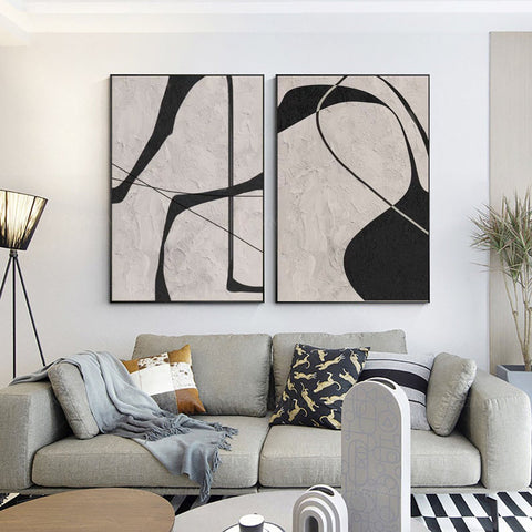 Black & White Abstract Painting SET OF 2 #CXA 013 - Ins artcanvas