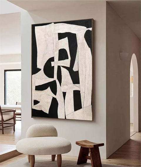 Black & White Abstract Painting #CXA 027