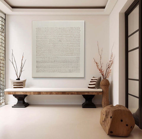 Modern Beige Grid Texture Wabi Sabi Wall Art #WS 018