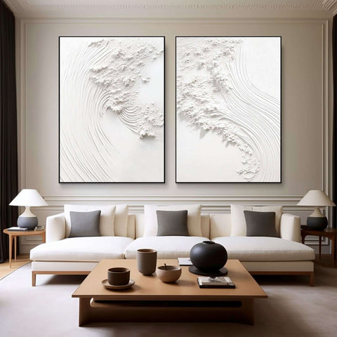 White Minimalist Painting Set Of 2 #WMS 008