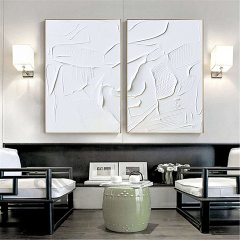 White Minimalist Painting Set Of 2 #WMS 004