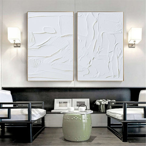 White Minimalist Painting Set Of 2 #WMS 003