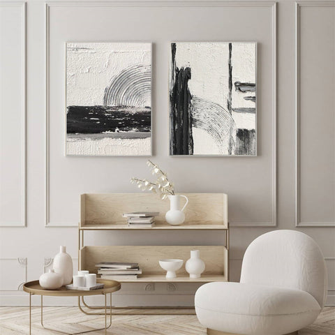 Black & White Abstract Painting SET OF 2 #AVG 029 - Ins artcanvas