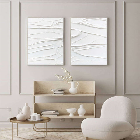 White Minimalist Abstract Painting SET OF 2 #AVG 025