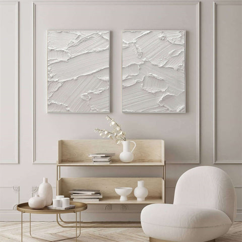 White Minimalist Abstract Painting SET OF 2 #AVG 026