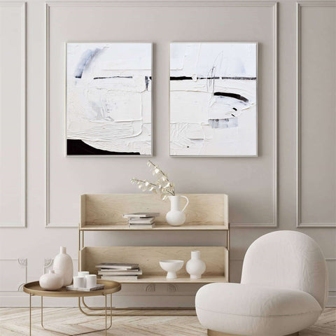 White Minimalist Abstract Painting SET OF 2 #AVG 018