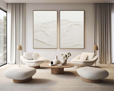 White Minimalist Abstract Painting SET OF 2 #AVG 024