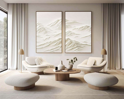 White Minimalist Painting Set Of 2 #WMS 001