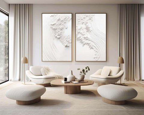 White Minimalist Painting Set Of 2 #WMS 008