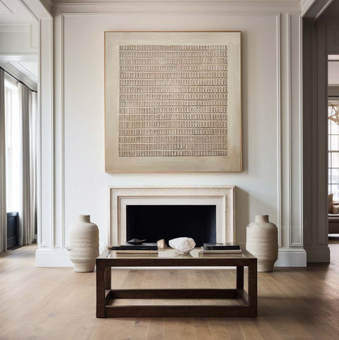 Modern Beige Grid Texture Wabi Sabi Wall Art #WS 015