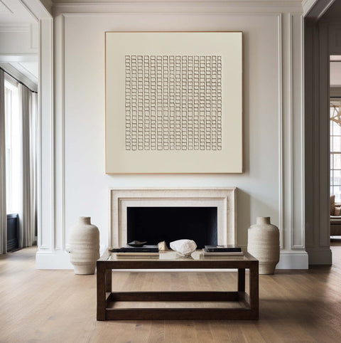 Modern Beige Grid Texture Wabi Sabi Wall Art #WS 011