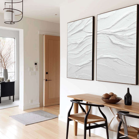 White Minimalist Abstract Painting SET OF 2 #AVG 022