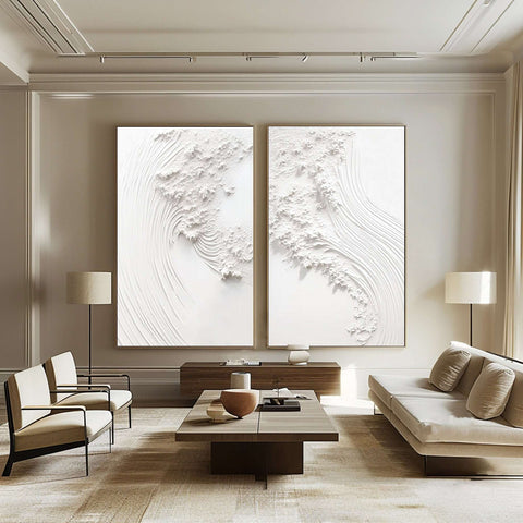 White Minimalist Painting Set Of 2 #WMS 008