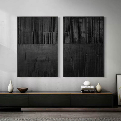 Black Minimalist Abstract Painting SET OF 2 #AVG 039