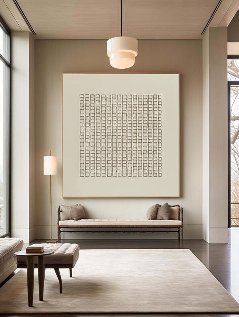 Modern Beige Grid Texture Wabi Sabi Wall Art #WS 011