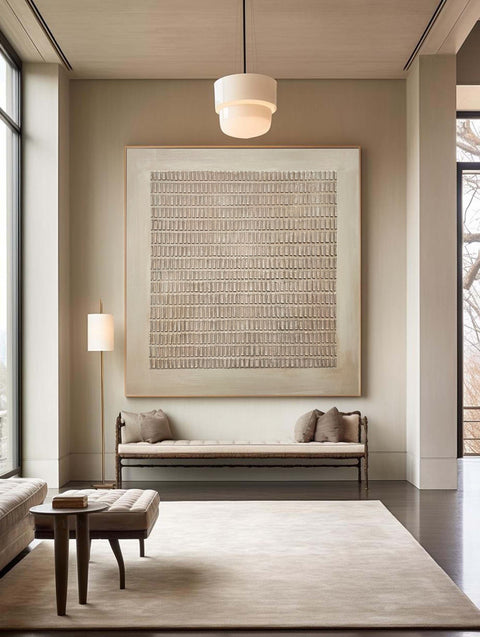 Modern Beige Grid Texture Wabi Sabi Wall Art #WS 015