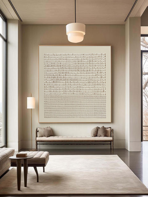 Modern Beige Grid Texture Wabi Sabi Wall Art #WS 007