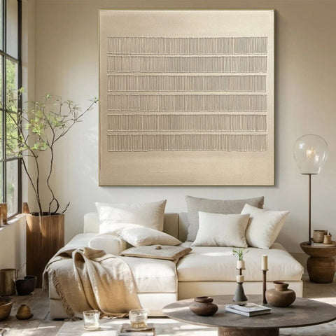 Serene Strata Textured Abstract Wabi Sabi Wall Art for Tranquil Interiors #WS 021