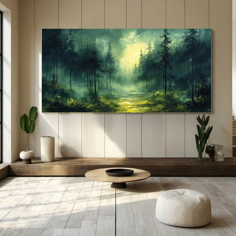 Vibrant Forest Landscape Painting Large Tree Canvas Art #FT 046