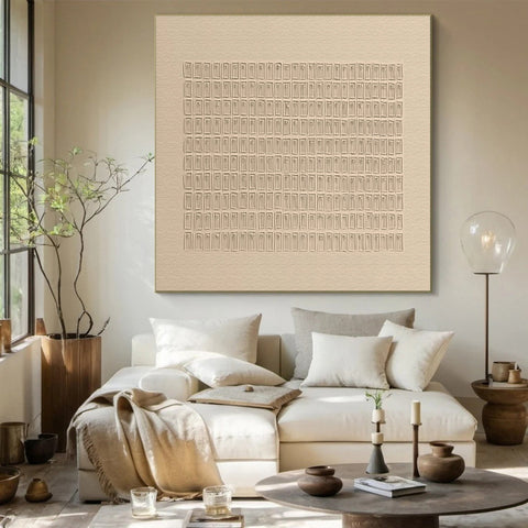 Serene Strata Textured Abstract Wabi Sabi Wall Art for Tranquil Interiors #WS 023