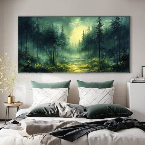 Vibrant Forest Landscape Painting Large Tree Canvas Art #FT 046