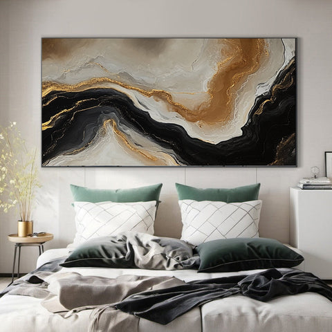 Abstract Ripples Gold and Black Modern Art #BBM 043 - Ins artcanvas