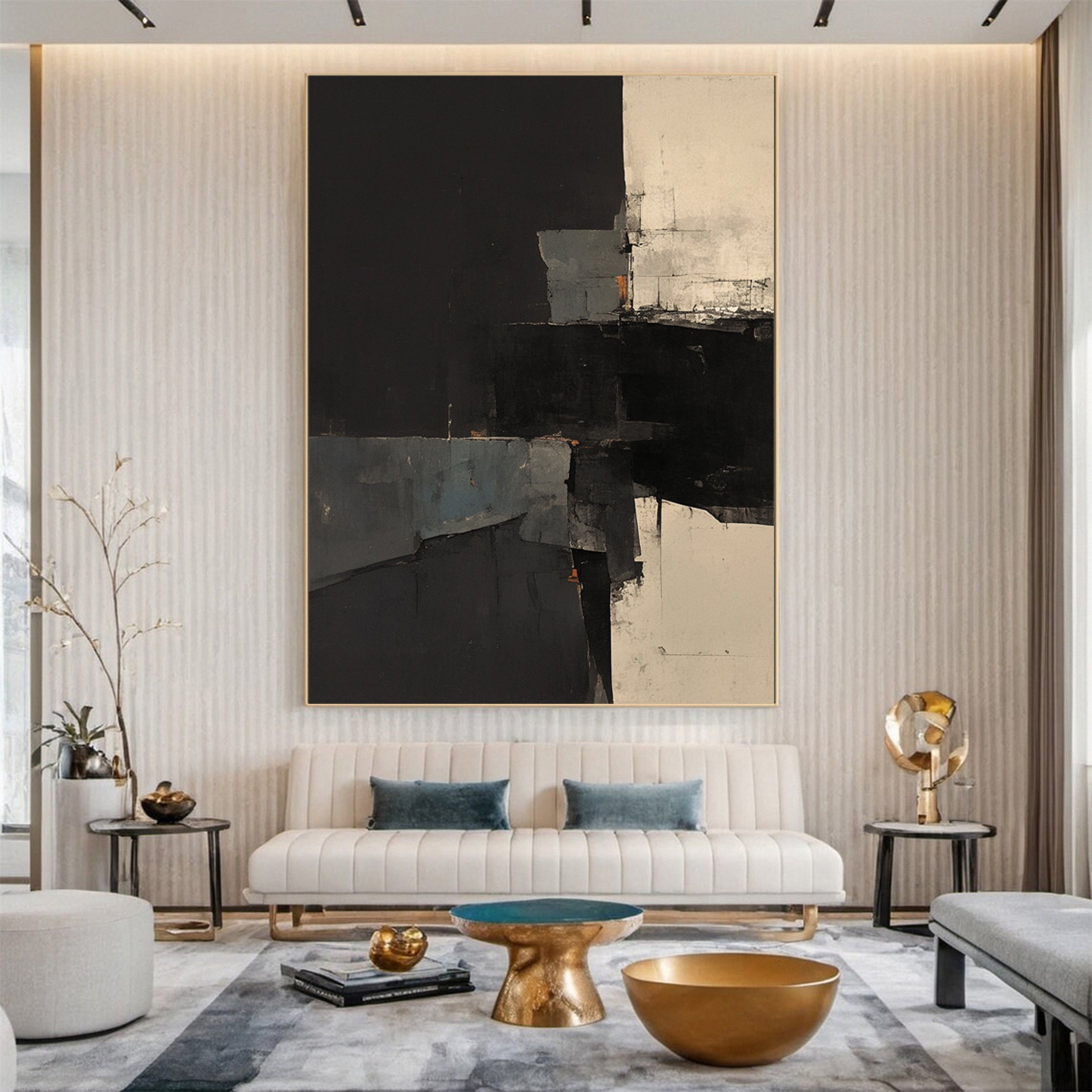 Monochrome Mastery Elegant Black & White Abstract Canvas #BWA 012