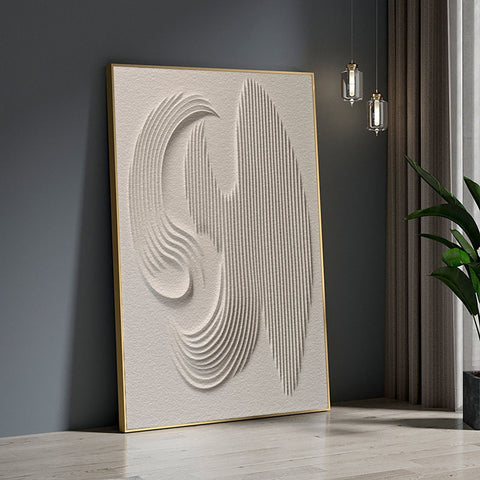 3D Textured Wall Art with Organic Waves in Minimalist Neutral Tones #BBM 022 - Ins artcanvas