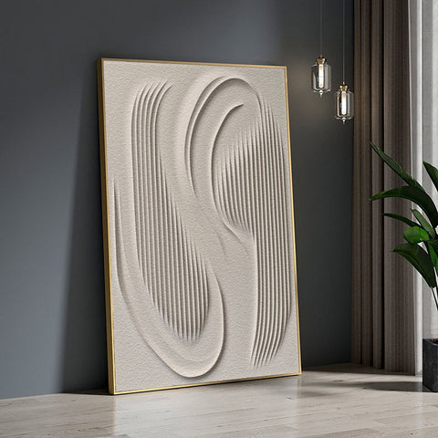 3D Textured Wall Art with Organic Waves in Minimalist Neutral Tones #BBM 023 - Ins artcanvas