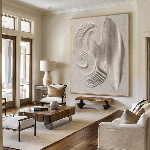 3D Textured Wall Art with Organic Waves in Minimalist Neutral Tones #BBM 022 - Ins artcanvas