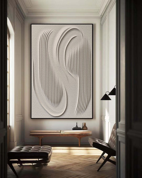 3D Textured Wall Art with Organic Waves in Minimalist Neutral Tones #BBM 023 - Ins artcanvas