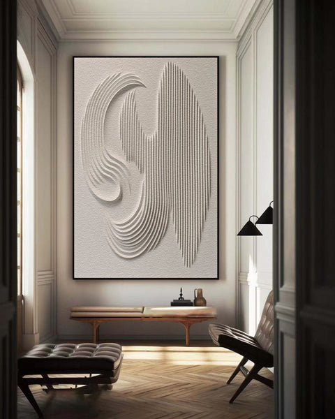 3D Textured Wall Art with Organic Waves in Minimalist Neutral Tones #BBM 022 - Ins artcanvas