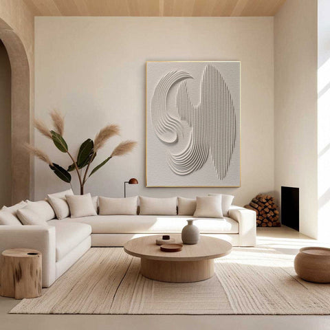 3D Textured Wall Art with Organic Waves in Minimalist Neutral Tones #BBM 022 - Ins artcanvas