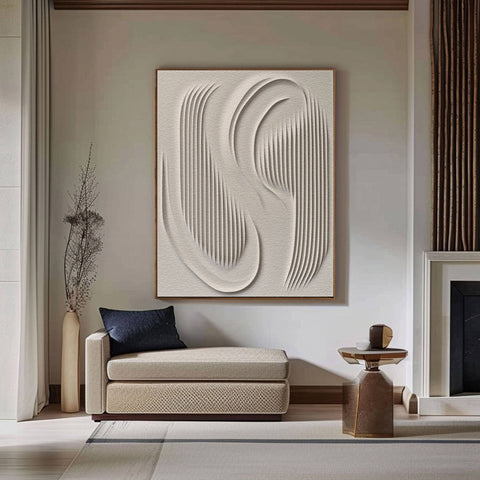 3D Textured Wall Art with Organic Waves in Minimalist Neutral Tones #BBM 023 - Ins artcanvas