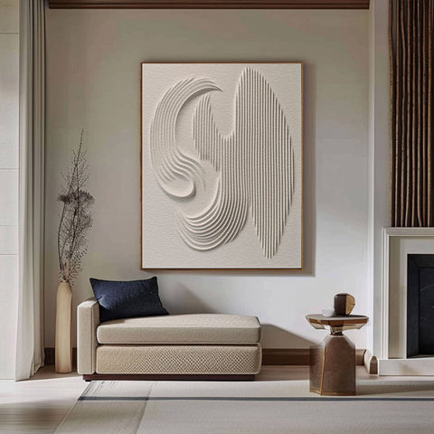 3D Textured Wall Art with Organic Waves in Minimalist Neutral Tones #BBM 022 - Ins artcanvas